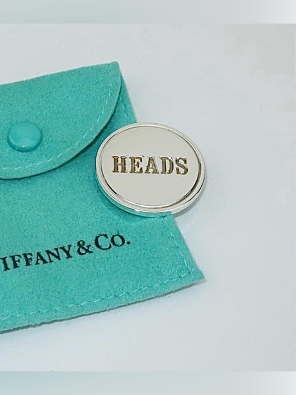 Tiffany & Co. Rare Vintage 925 Sterling Silver Heads and Tails Coin